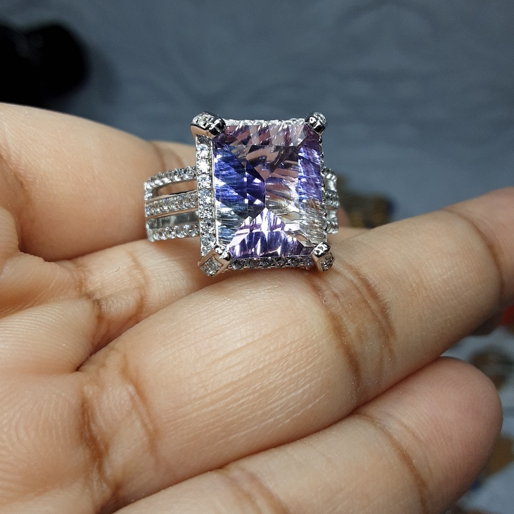 925 Ametrine and zircon ring - Picture 2 of 4